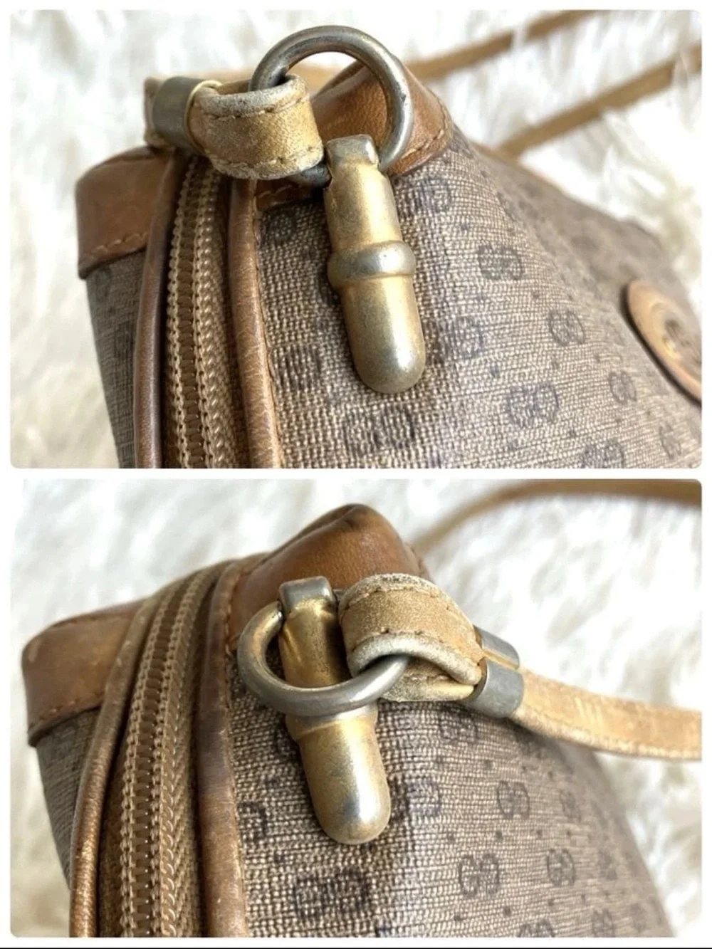 Gucci Tan/Brown Coated Canvas Crossbody with Leather Trim